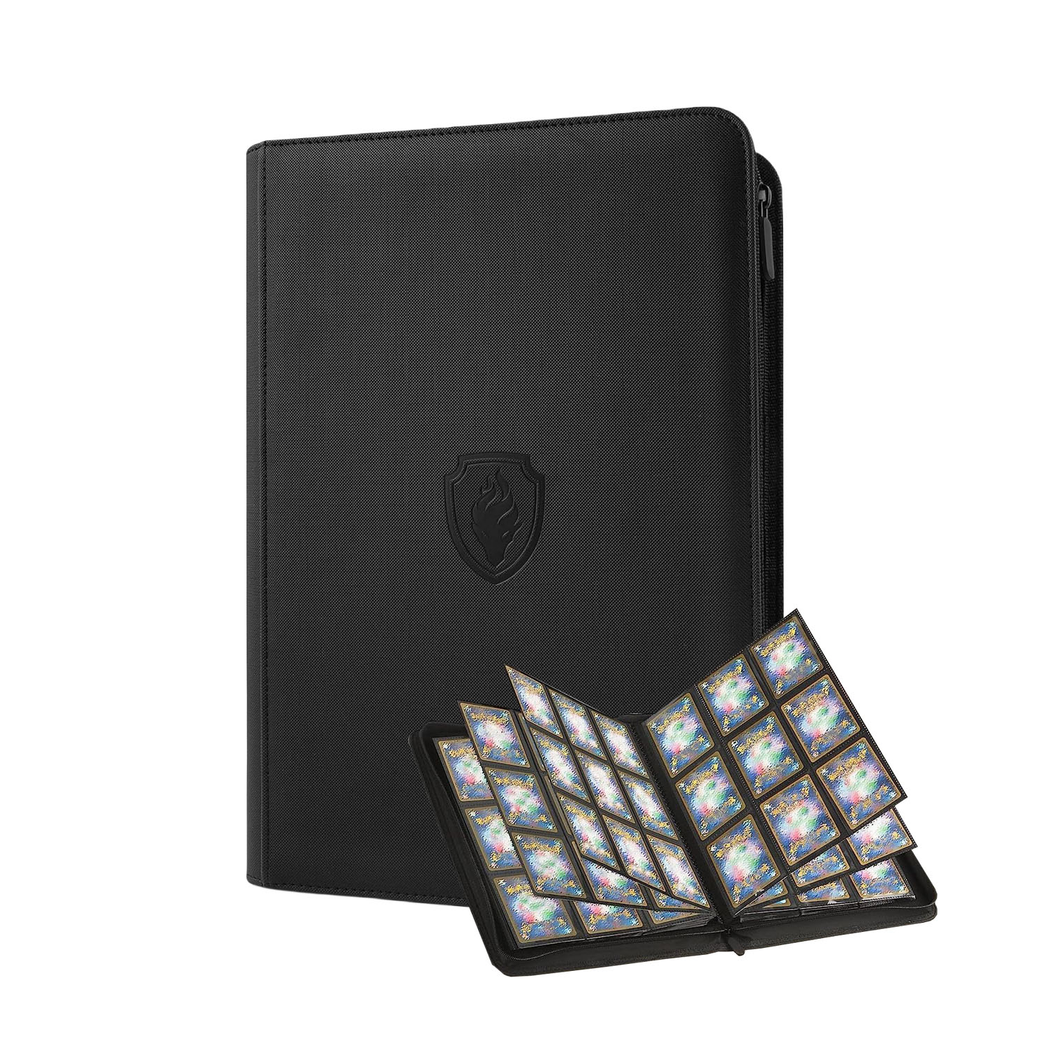 Pokemon Binder Card - ซองใส่การ์ดซื้อขาย9ช่องฝาปิด PU มีซิปอัลบั้มเก็บบัตรมีช่องใส่บัตรแบบบรรจุ360ด้านข้างที่แข็งแรงสำหรับใส่การ์ดเกม