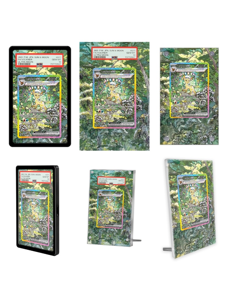 Display Case Acrylic - กล่องอะคริลิคใสสำหรับใส่การ์ดโปเกมอน PTCG ลายลีฟีออน ex ของสะสมจากอนิเมะ เกม