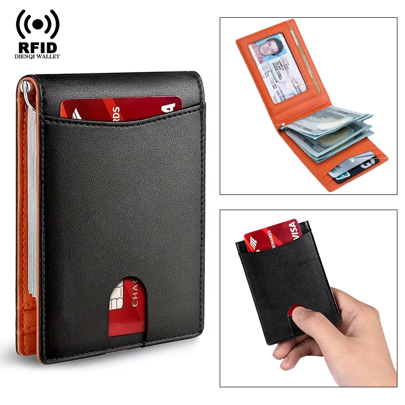 Card Top Loader - ผู้ถือบัตรเครดิตผู้ถือบัตรเครดิตหนังกระเป๋าสตางค์อัจฉริยะบางเฉียบสำหรับผู้ชายคลิปเงิน RFID ปิดกั้นบางอุปกรณ์ธุรกิจ