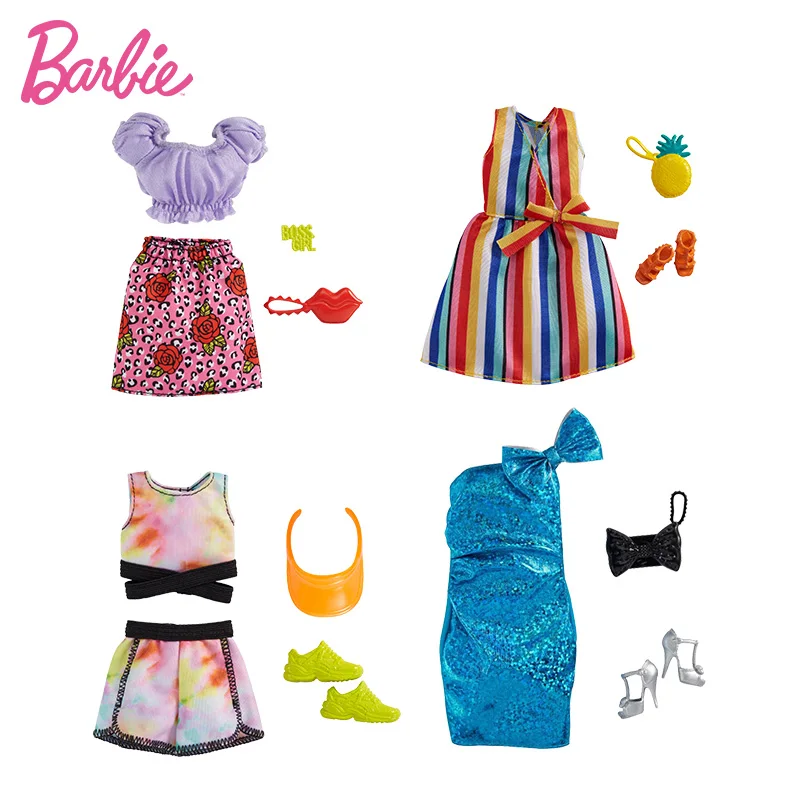 Mattel Toy Barbie - Original แฟชั่น Mattel ตุ๊กตาบาร์บี้ตุ๊กตาเสื้อผ้าเสื้อผ้าอุปกรณ์เสริมกระเป๋ารองเท้าชุดของแท้แบรนด์ของเล่นสําหรับเด็กผู้หญิง