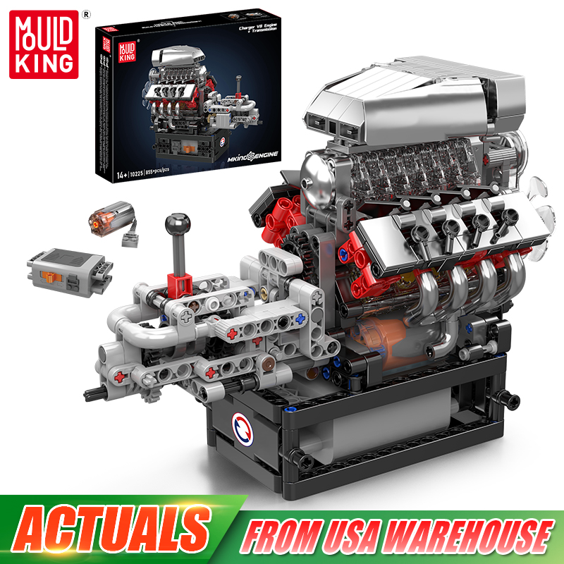 Lego Set Technic - Mould King 10225 ชุดตัวต่อบล็อกเครื่องยนต์ V8 ของเล่นเครื่องยนต์เทคนิค