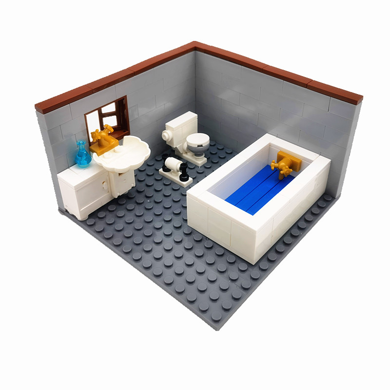 Lego Set City - ใช้งานร่วมกับคลาสสิกบล็อกเมืองบ้านเฟอร์นิเจอร์ MOC สําหรับเด็ก DIY ของเล่นห้องน้ําอ่างล้างหน้า WC