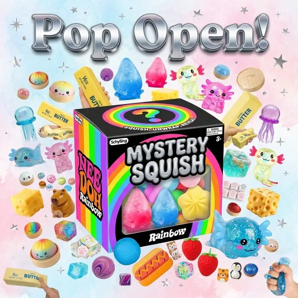Mystery Box Blind Bag - กล่องสุ่มของเล่นบีบสควิชเรนโบว์มิสเตอรี - ของเล่นบีบคลายเครียด บรรเทาความวิตกกังวล ของเล่นฟิดเจ็ตสุดน่ารัก แพ็คเซอร์ไพรส์สำหรับวัยรุ่นและผู้ใหญ่