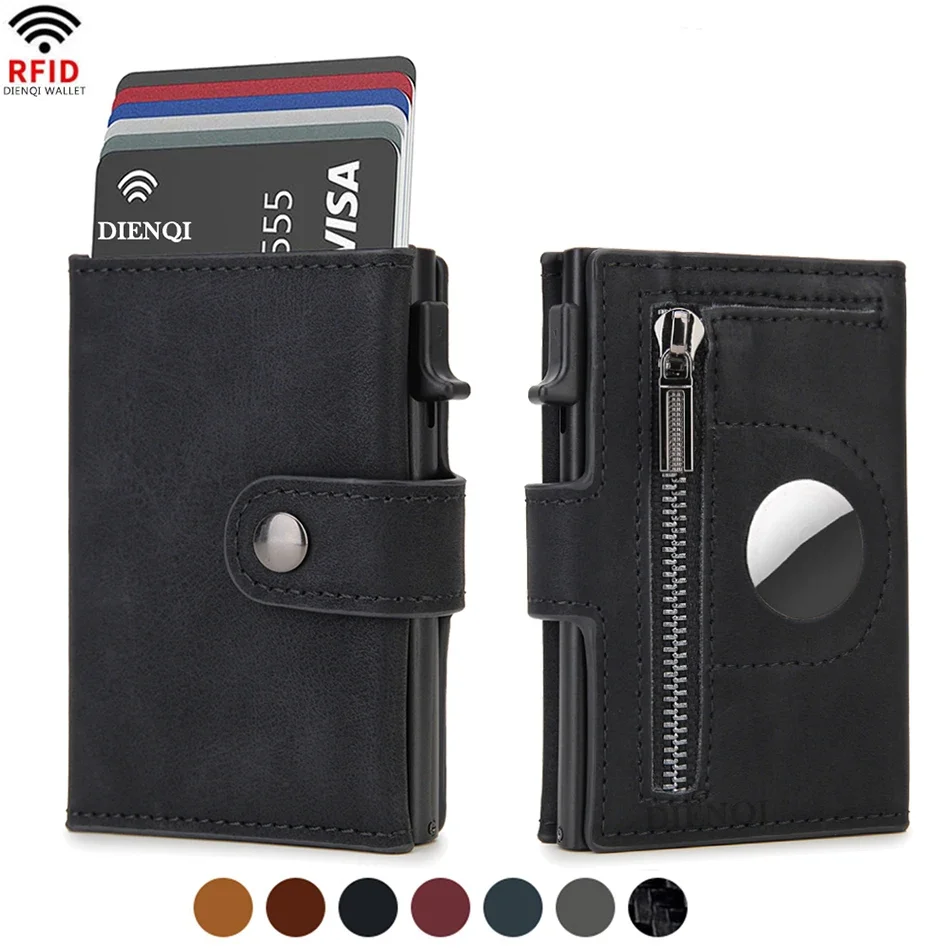 Card Top Loader - กระเป๋าสตางค์หนัง RFID สำหรับผู้ชาย พร้อมช่องใส่บัตรเครดิตสุดหรู สำหรับใส่ AirTag