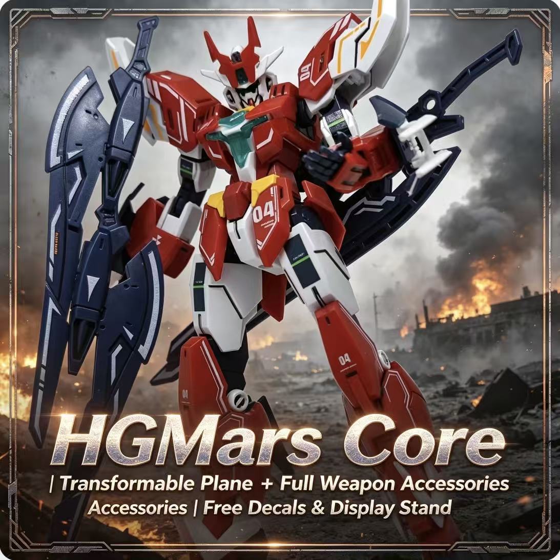 Bandai Model Gundam Hg - 008A HG 1/144 มาร์ส คอร์ วอร์ริเออร์เครื่องบินแปลงร่างเป็นหุ่นยนต์พร้อมอุปกรณ์เสริม