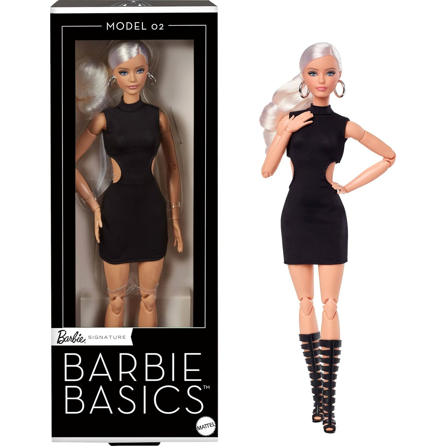 Mattel Toy Barbie - ตุ๊กตาบาร์บี้แมทเทลรุ่นดั้งเดิม 2 ตุ๊กตาสะสมผมบลอนด์พร้อมชุดเดรสสีดำเล็กๆ ตุ๊กตาขยับได้สำหรับเด็กผู้หญิงของขวัญ JBH71