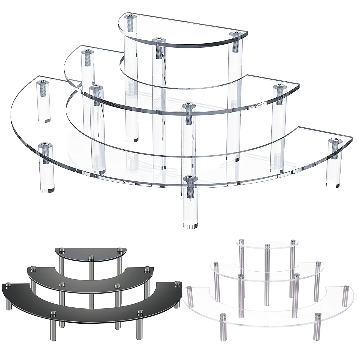 3ชั้นอะคริลิครอบ Cupcake ยืนขน - Pop Display Shelf บทวิจารณ์และราคา